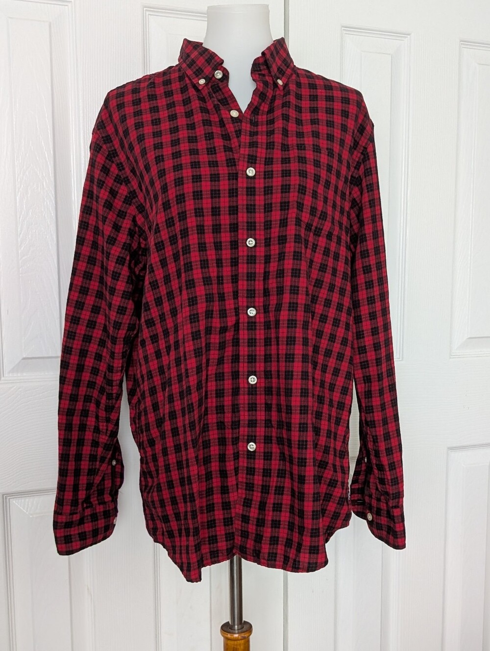 Women's Red and Black Plaid Button-Down Flannel